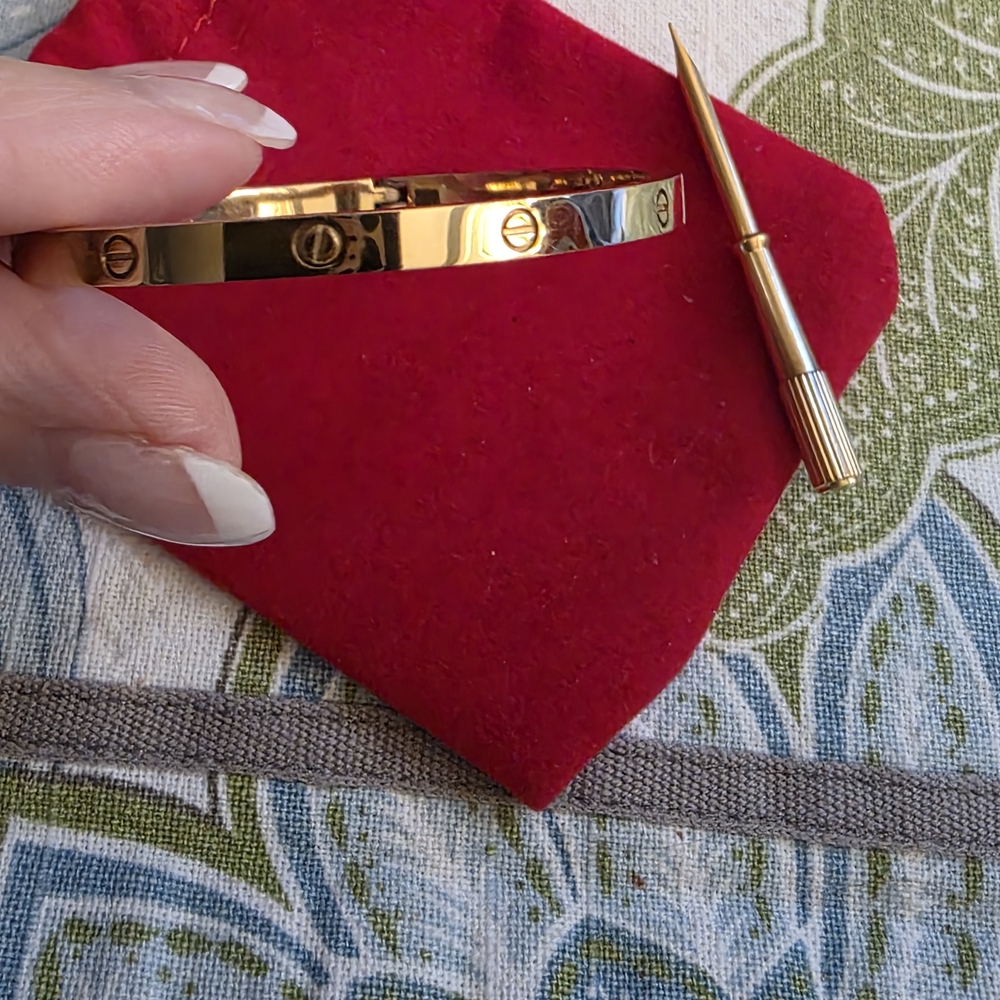 Gold Screw Bracelet Cuff with Screwdriver